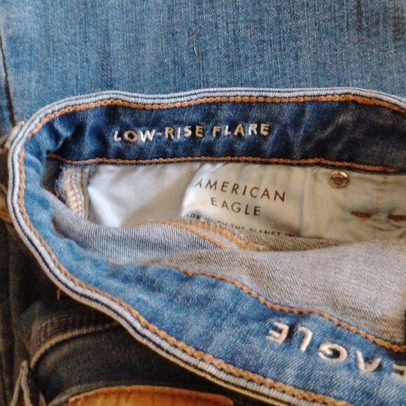 American Eagle Next Level Stretch Low Rise Flare Blue Jeans - Picture 4 of 5